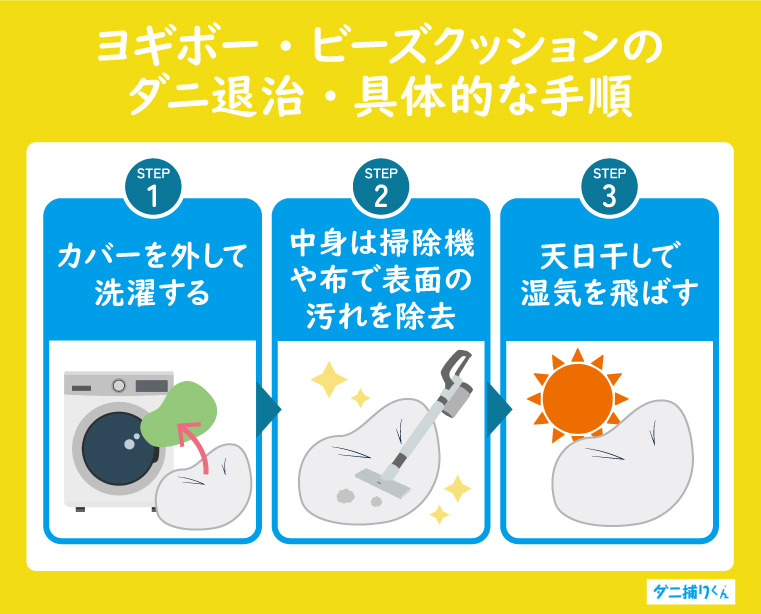 ヨギボーやビーズクッションのダニ対策手順