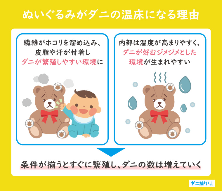 ぬいぐるみがダニの温床になる理由