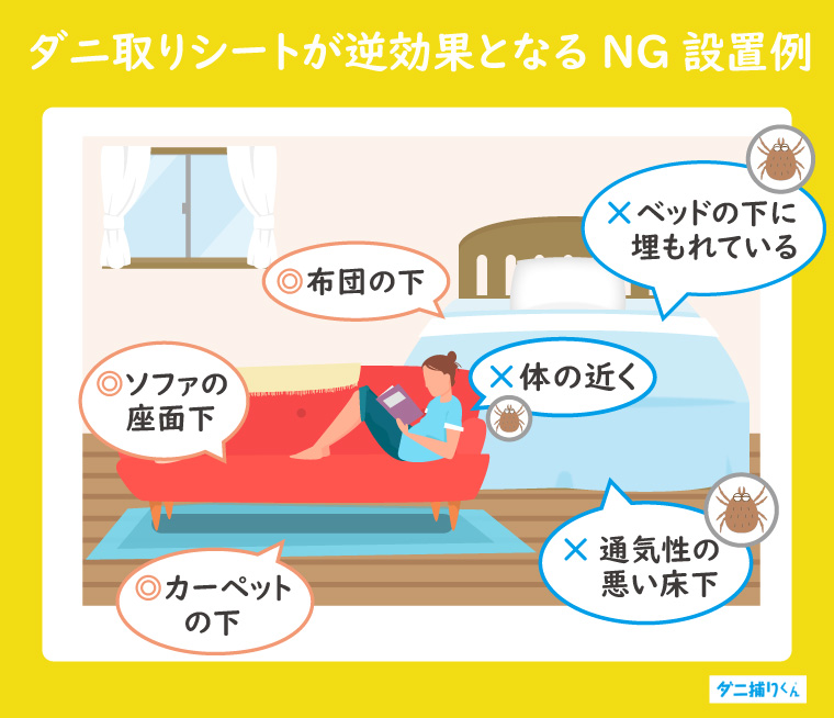 ダニ取りシートが逆効果になる設置場所