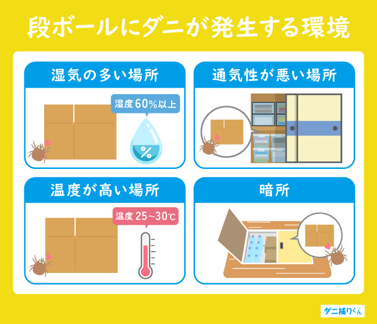 段ボールにダニが発生する環境