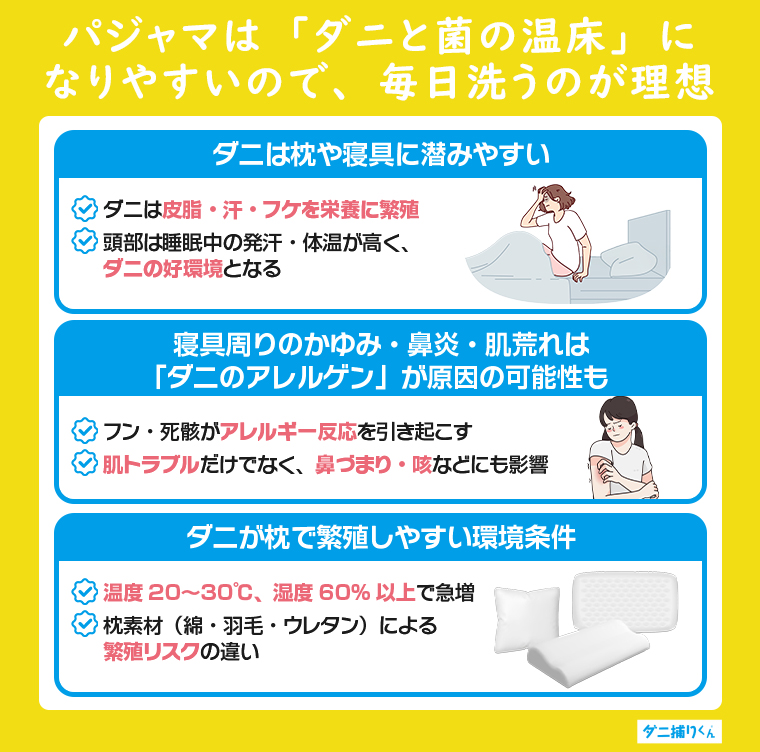 枕のかゆみはダニが原因の可能性も！まず原因を正しく理解しよう